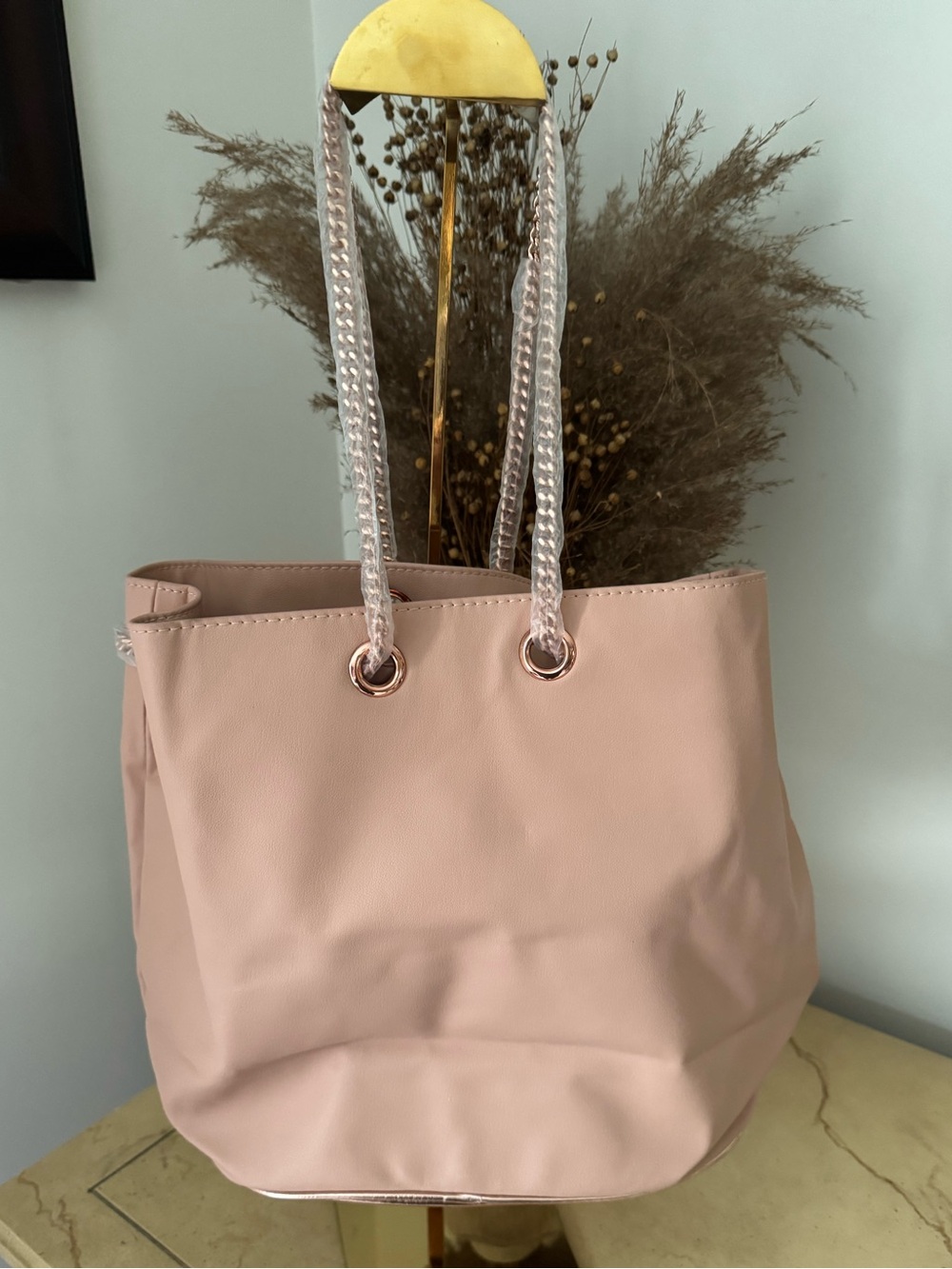 PACO RABANNE ROSE GOLD BUCKET TOTE BAG NEW